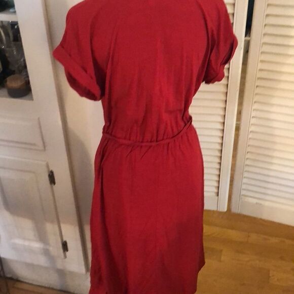 Belted Red Faux Wrap Dress with Pockets Vacation or Beach 🏖 by Universal Thread - Picture 5 of 17